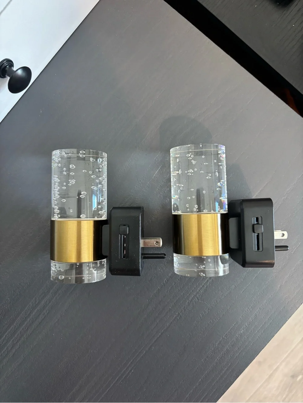 USB Plug-In Bubble Night Light with Gold Accent - Pair